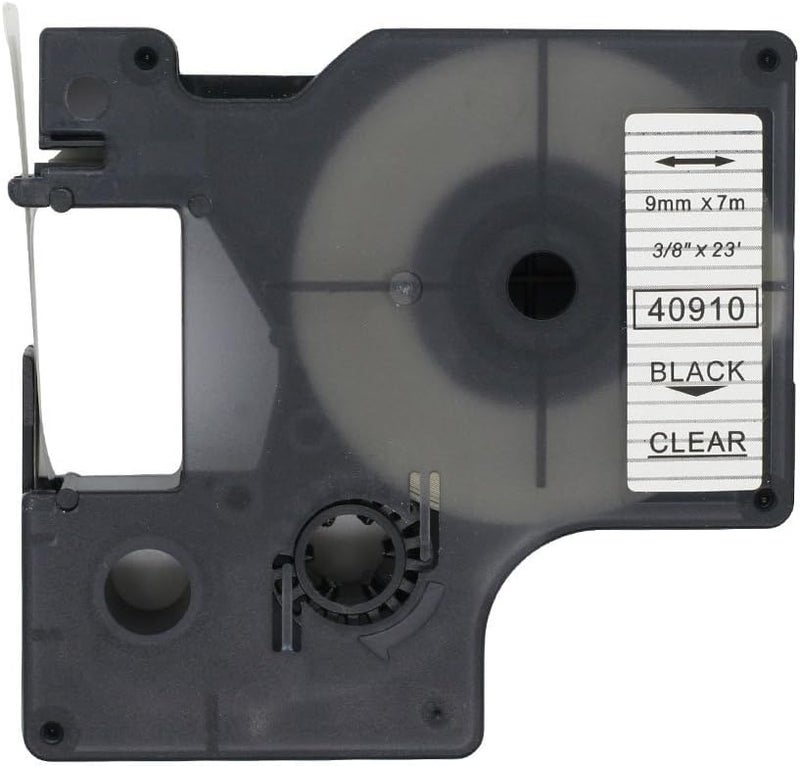 IDIK Compatible Label Tape Replacement for DYMO D1 40910 Black Print on Clear Tape, 3/8''(9mm) W x 23' L for Dymo LabelManager 160 280 420P PnP 360D 450 210D - Image 1